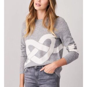 REPEAT 100% Cashmere Silver Edition Intarsia Sweater Grey Pretzel Knot Size XS